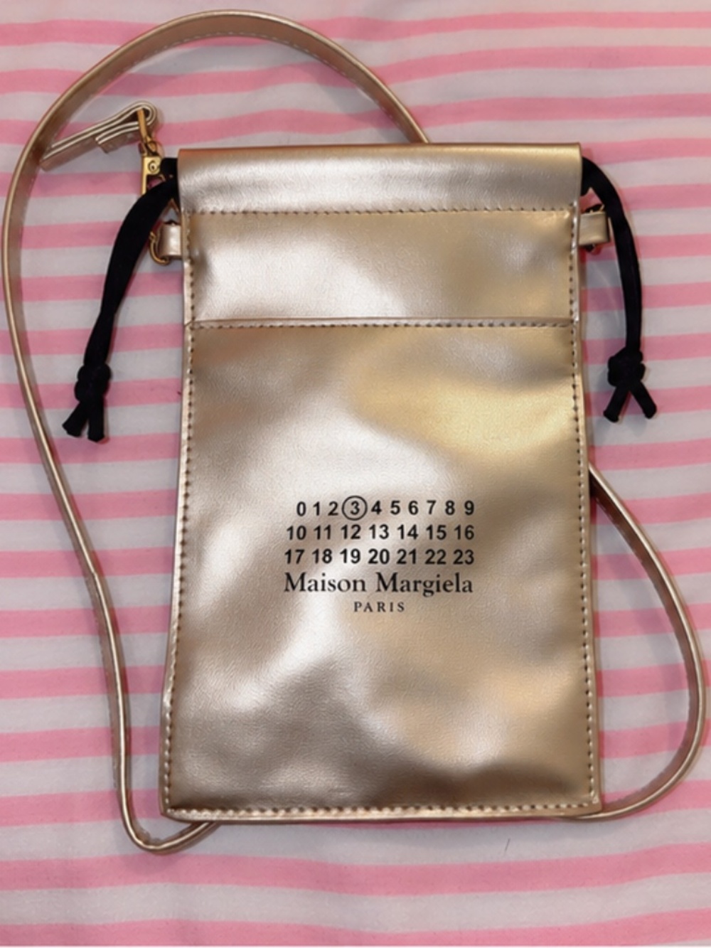 maison margiela metallic gold phone pouch crossbody bag